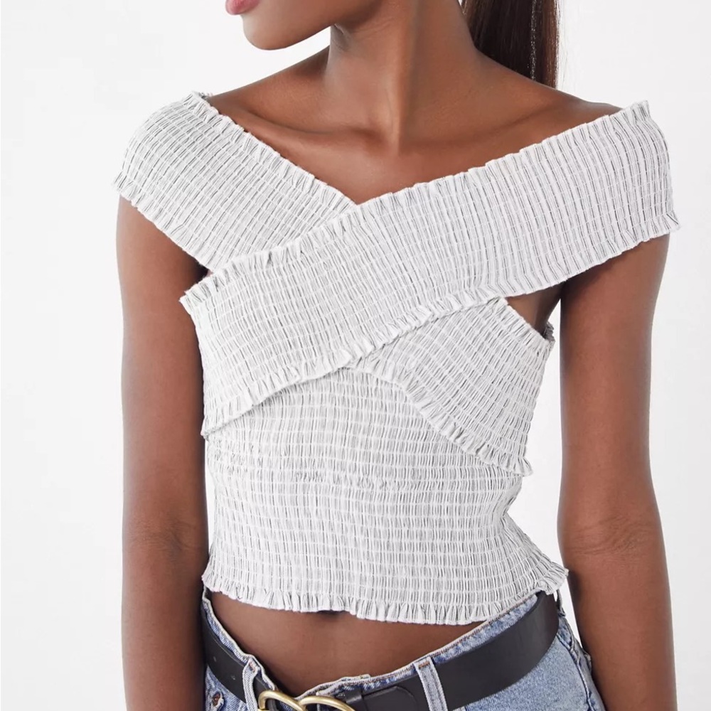 Urban Outfitters Smocked Cross Neck Top